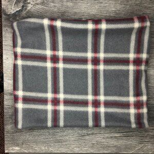 Handmade Gray Plaid Fleece Neck Warmer: Versatile Winter Scarf